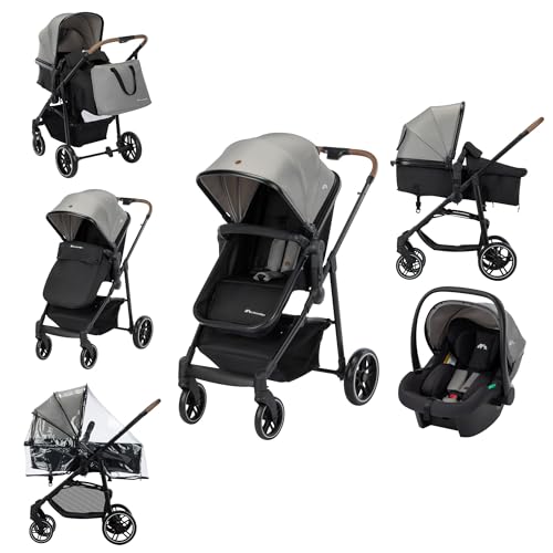 Bebeconfort Haze Trio Lux, Poussette 3-en-1 Avec Siège Auto Bébé (i-Size), 0-4 ans (max. 22 kg), Unité de Siège 2-en-1, Position Allongée, Pliage...