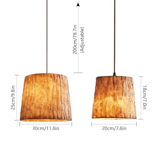 Lámpara colgante E27 de madera con diseño de barril rectangular ajustable 4