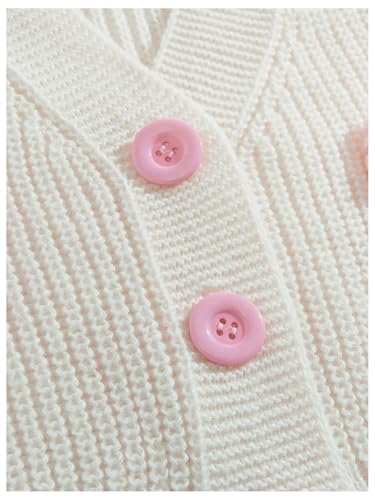 GORGLITTER Women's Cute Bow Cardigan Sweater Long Sleeve V Neck Button Down Pullover Top4