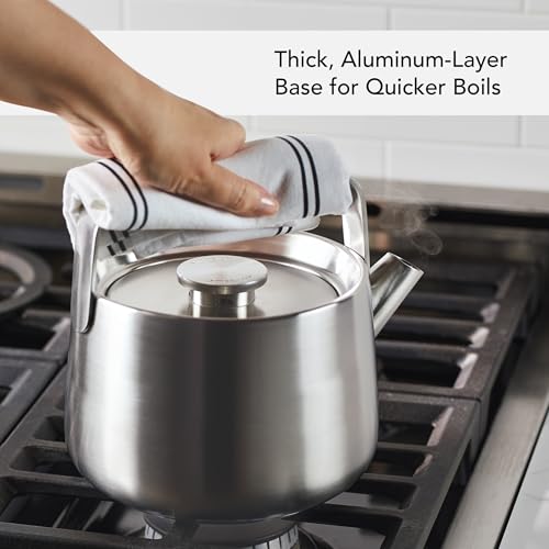 Image of KitchenAid Teakettles Stainless Steel Whistling Teakettle, 1.9 Quart - Brushed Stainless Steel