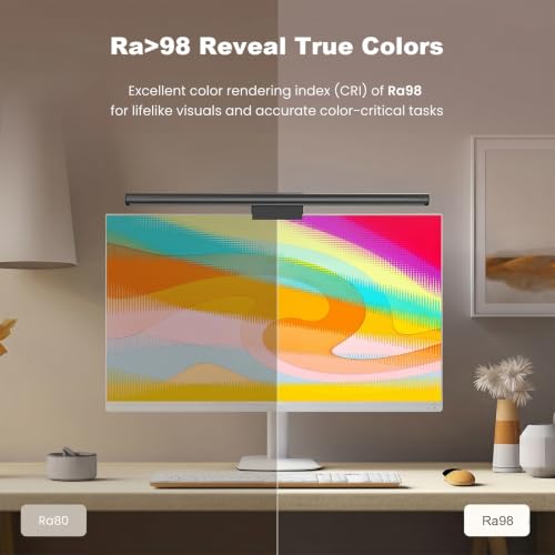 Image of YEELIGHT Monitor Light Bar RGB Backlight, Ra98 Computer Lamp Works with Matter & Alexa for Home Office Gaming, 350LM Dimmable No Glare Eye-Care LED Screen Bar, USB Desk Lamp with Screen & Music Sync