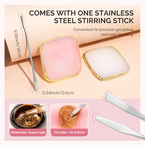 Image of MelodySusie 2Pcs Square Resin Nail Art Palette with Spatula, Professional Gel Polish Mixing Board & Nail Training Companion for Practice Hands & Fingers, Pink & White