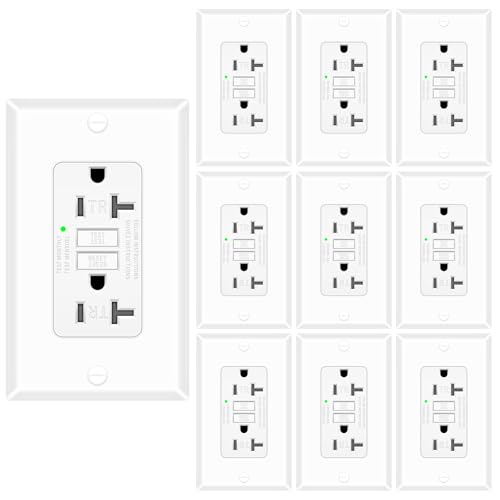10 Pack 20A GFCI Outlet Tamper-Resistant Self-Test, ETL Listed White