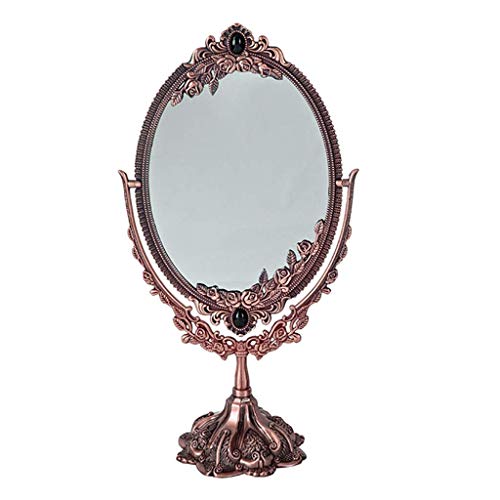 WYUYIWH Espejo de tocador en soporte para tocador, espejo de maquillaje de doble cara, ángulo de rotación libre de 360 grados, estilo retro ajustable para mesa, encimera, espejo de belleza (color:
