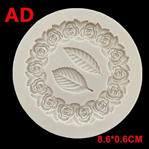 Miniatura 5 de Molde de silicona para tartas de flores y rosas circulares, guirnalda y hoja, chocolate, caramelos, gelatina, molde para tartas, herramientas de