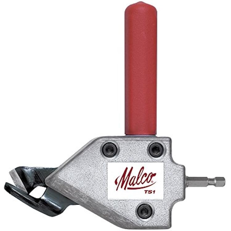 Malco TS1 Turbo Shear 20 Gauge Capacity Sheet Metal Cutting Attachment & MSHMLC 4-inch Cleanable Reversible 1/4-inch and 5/16-inch Hex Driver (1-Pack)