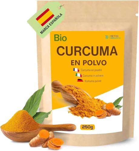Curcuma en Polvo Ecologica BIO 250g - Cúrcuma Ecológica 100% Natural – 100% Raíz de Cúrcuma Finamente Secada y Molida, Superalimento Especia sin Aditivos, Vegana, Superfood de Detox Orgánica