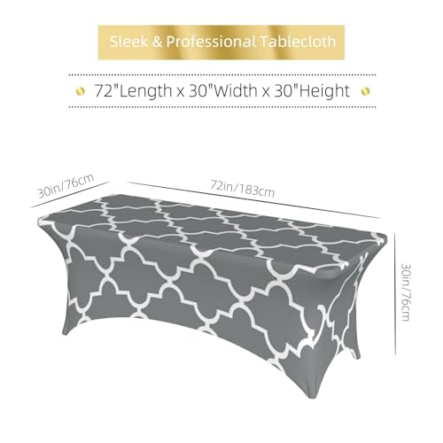 Nappe en élasthanne Quatrefoil grise stretch rectangulaire 1,8 m