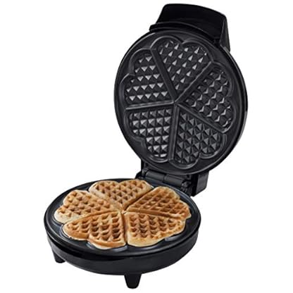 Bestron Waffeleisen für klassische Herzwaffeln, Waffelmaker mit Backampel & Antihaftbeschichtung, 700 Watt, Farbe:Schwarz – Bild 4