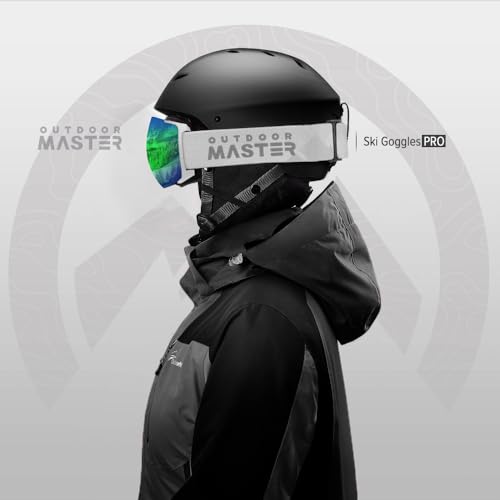 Image of OutdoorMaster Ski Goggles PRO - Frameless, Interchangeable Lens 100% UV400 Protection Snow Goggles for Men & Women ( Grey Frame VLT 18% Grey Lens with Full REVO Green and Free Protective Case ) | Frameless quick-change magnetic ski goggles for men and women with anti-fog, OTG fit, UV400 protection, carry case.