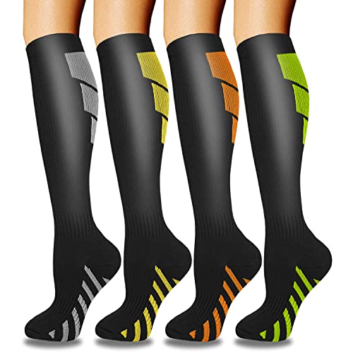 ACTINPUT Calcetines de Compresión para Mujeres y Hombres,4 Pares Medias de Compresion enfermera, Correr, Volar, Deportivo, Viajar Cover