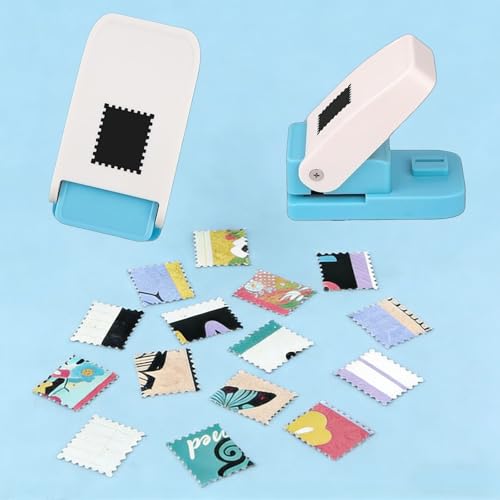 Image of 1X0.8inch Rectangular Postage Stamp Puncher,Lever Action Paper Punch for Scrapbook Supplies Crafting Card Making