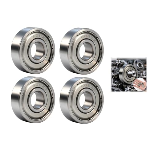 Image of 4 PCS 608ZZ Deep Groove Ball Bearings, 608zz Bearing, Double Shielded 8mm x 22mm x 7mm High Carbon Steel Bearings, Set of 4 Pre-Lubricated Z1 Bearings for High-Speed Applications
