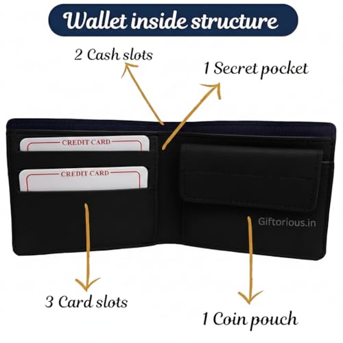 Image of Customised Original Leather Wallet for Men with Name, Personalized Purse (Black) Stylish Gift for Brother, Husband, Boyfriend, Father, Birthday, Anniversary, Valentine's Day, New Year