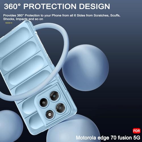 Image of TheGiftKart Liquid Silicon Back Cover Case for Motorola Moto Edge 70 Fusion 5G | Shockproof Military Grade Protection | Micro-Fibre Cloth On Inner Side | Built-in Anti-Slip Grip Back Case (TPU, Blue)