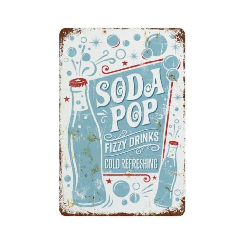 Soda Pop Fizzy Drinks Cold Refreshing Bubbly Metal Tin Sign Plaque