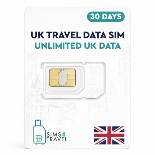 UK Travel Data SIM Card – Unlimited UK Data – O2 UK Network – Prepaid Physical SIM for USA...