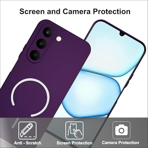 Image of SBMS Silicone Back Cover Case for Realme C83 5G /Narzo 100 Lite /P4 Lite | Soft Micro-Fibre Lining Inside | Magsafe Print On Back Side Camera Protection Bump | Shockproof Case Realme C83 5G (Purple)