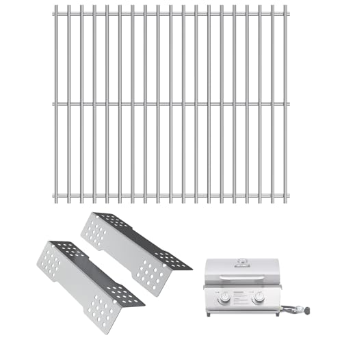 Image of SafBbcue Heat Plates and Grates for Monument Tabletop 2-Burner Propane Gas Grill, Grill Replacement Parts for Monument Table Top Gas Outdoor Grill 13742 and G22 Portable Grill, Stainless Steel
