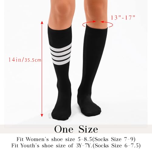 Image of Women's Knee High Socks Athletic Thigh High Stripe Stockings Tube Outdoor Sport Socks