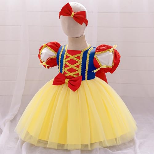 HIHCBF Baby Girls Bowknot Christening Dress Embroidered Lace Pageant Wedding Party Birthday Baptism Tutu Gown w/Headwear2