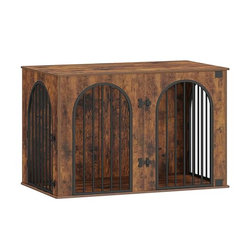 Hzuaneri Hundekäfig Möbel, 108 cm Hundebox für Zuhause, 3 Türen, Bogentür, Moderne Hundebox Indoor für Hunde, Beistelltisch, Hundekäfig Hochbelastbar, 108 x 64 x 76 cm, Vintagebraun DFC86001B