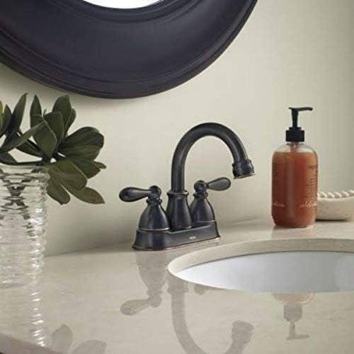 Miniatura 2 de Moen WS84667BRB Caldwell - Grifo de baño de arco alto con dos asas, 1 unidad, bronce mediterráneo
