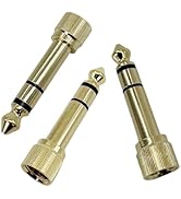 UpperFu 3Pcs Gold Plated 6.35mm 1/4" (1/4 Inch) Stereo Male to 3.5mm 1/8" (1/8 Inch) Female Jack ...