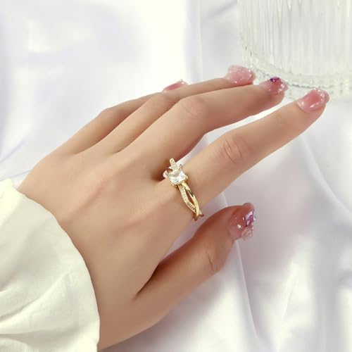 Image of SALTY Anti Tarnish Forever Radiance Gold Finger Ring for Women | Adjustable Fancy Jewellery Design | Fashion Accessories for Girls | Minimal Jewelry | Marriage, Birthday | Gift for Valentine Day