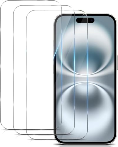 3 Piezas Protector Pantalla para iPhone 16 Plus, iPhone 15 Pro Max, iPhone 15 Plus Cristal Vidrio Templado HD Clara Antiarañazos Antihuellas Sin Burbujas Dureza 9H Completo 6,7 Pulgadas Transparente