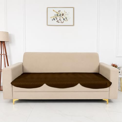 Image of Homerz Premium 'Surya Series' Sofa Cover | Stylish Sofa Protector | Net Fabric | Anti-Stain & Washable Slip Cover Exact Size Antislip (New Jerry Brown, 7 (3+2+2) Seater, Only Seat Cover)