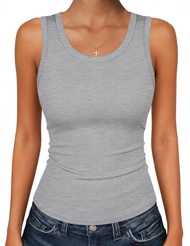 Zeagoo Womens Sleeveless Scoop Neck Tank Tops Ribbed Fitted Basic Tops 2026