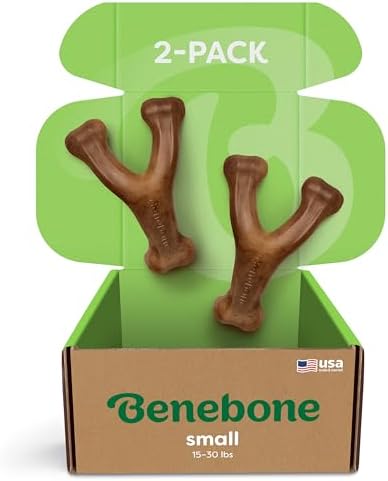 Benebone 2-Pack Wishbone Chew Toy for Aggressive Chewers, Real Ba...