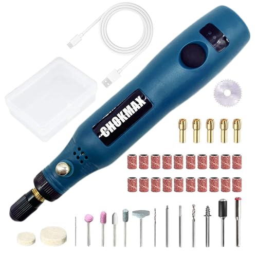 CHOKMAX Kabelloses Drehwerkzeug, 3,7 V Li-Ion-Mini-Dreh-Multi-Werkzeug-Set mit variabler Geschwindigkeit, 42-teiliges Zubehör-Set, elektrischer Rotationsschleifer zum Polieren, Reinigen und Gravieren