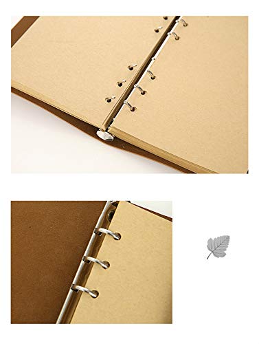 Vinrage Retro Loose Leaf Notebook Soft Leather Notebook Executive Composition Notebook Refillable Writing Notepad Diary Travel Journal Fortaking Notes Journaling Drawing For Work School #TOP5