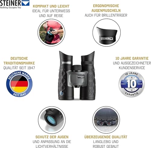 Image of Steiner BluHorizons Binoculars - Unique Lens Technology, Eye Protection, Compact, Lightweight - Ideal for Outdoor Activities and Sporting Events
