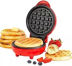 Mini Maquina de Waffle Eletrica Portatil 110V Antiaderente Compacta Domestica Redonda para Waffles Crocantes Facil de Usar para Cafe da Manha Lanche Rápido Eletroportatil de Cozinha