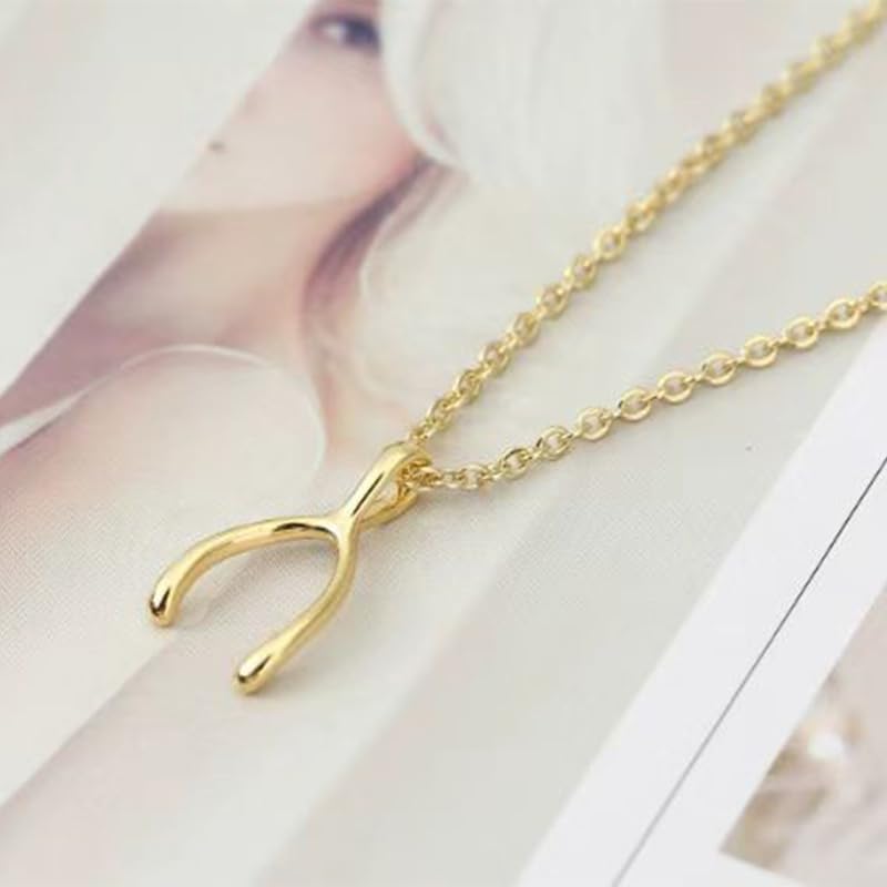 WishBone Necklace For Women, Gold Stack Necklaces Two Layer Chain Make A Wish And Put On Your Necklace Jewelry Gift - Image 4