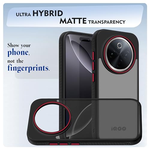 Image of V-TAN Back Cover for IQOO Z10 Compatible Case, Matte Finish Transparent Case, TPU, Camera Protective Shockproof Cover (Black)