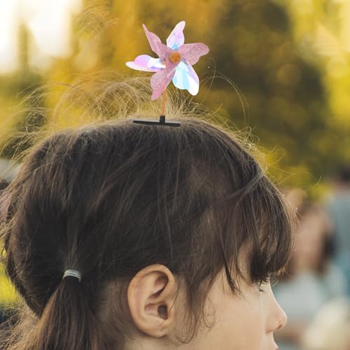 Pinzas de Cabello Forma de Molino de Viento Rosa para Niñas Accesorios Ligeros 6