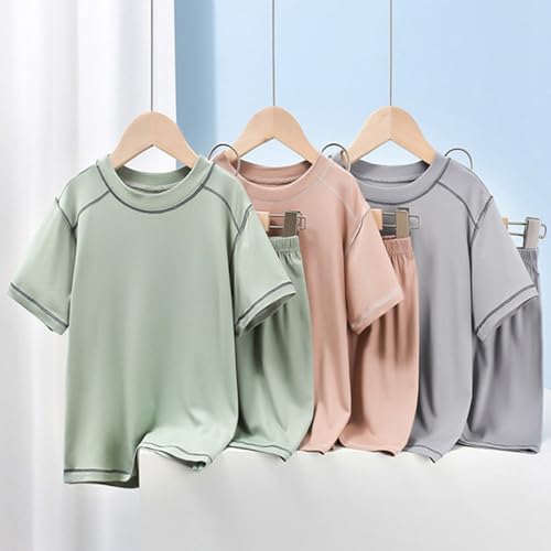 TiaoBug Kids Boys Girls Quick Dry Summer Outfit Sports Shorts and T-shirt Tees Activewear Set2