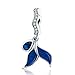 Maravilloso océano submarino mundo 925 cuentas de plata de ley tiburón tortuga tropical peces encanto ajuste pulsera estilo Pandora (cola de pez azul y lágrimas)