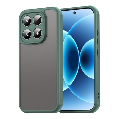 ESHUYI Cover Opaca per Xiaomi 17, Custodia Cellulare Antiurto Sottile Posteriore Glassata Traslucida, Bordo in TPU Morbido, Anti-Impronte, Verde