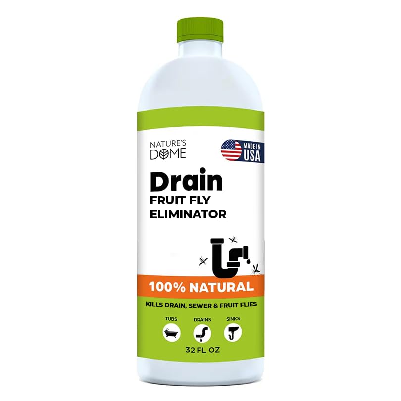 Natures Dome Drain Fly Killer Gel | Kills & Prevents Drain Flies & Fruit Flies | Natural Plant-Based Fly Killer Treatment Indoor for Sinks & Pipes | Safe for Septic Systems | 32 Oz