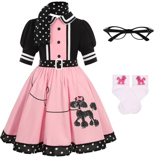 Costumerry 50S Outfit For Girls 50S Poodle Skirt Costume For Girls Halloween Party Dress Up  cover
