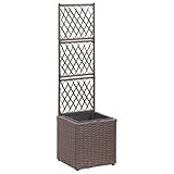 Farbe: Braun vidaXL Hochbeet mit Rankgitter 1 Topf Pflanzkübel Pflanzkasten Blumenkübel Gartenspalier Spalier Rankhilfe Rankkasten 30x30x107cm Poly Rattan Braun
