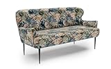CAVADORE 2,5-Sitzer Küchensofa Amba, Trendige Sitzbank für Küche oder Esszimmer / 173 x 97 x 87 / Jacquard Flachgewebe: Blumenmuster Olive