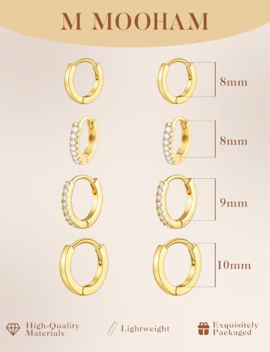 M MOOHAM Huggie Hoop Earrings for Women Teen Girls, 14K Gold Plated - image 5