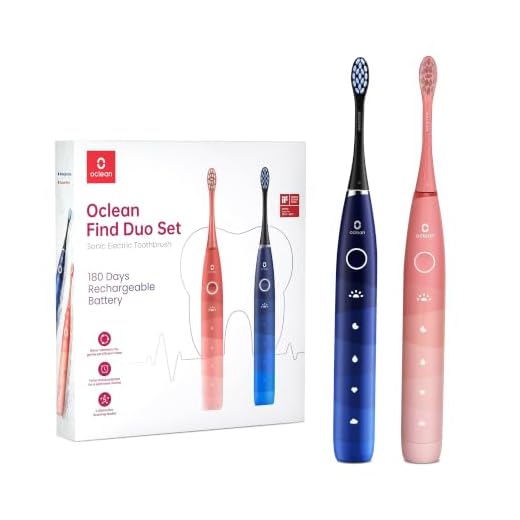 Oclean Find Cepillo de dientes eléctrico sónico set, con 180 días de duración, 76000 Movimientos por minuto, 5 Modos, IPX7 y Temporizador, Cabezal de DuPont, Rojo+Azul