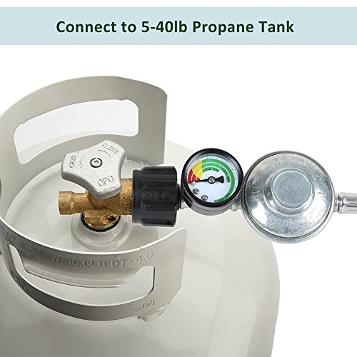Atkke 3Ft Propane Hose Regulator With Gauge, Universal Grill Regulator Gas Line For Most Lp Gas Grill, Heater, Fire Pit Table And More, Low Pressure, 3/8 Female Flare Nut #TOP3